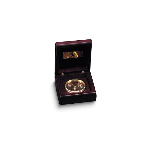 Wood Box with Brass Compass and Engraving Plate