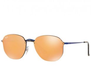 Ray-Ban RB3579N-9038/7J Blaze Hexagonal Blue Round Dark Orange Mirror Lens Sunglasses