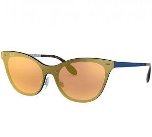 Ray-Ban RB3580N-90377J Blaze Blue Gunmetal Cat Eye Dark Orange Mirror Lens Sunglasses