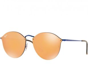 Ray-Ban RB3574N-9038/7J Blaze Round Blue Metal Sunglasses Frames with Dark Orange Mirror Lenses