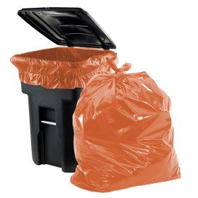 Outdoor Trash Bags Large 43" x 47", Pack of 100 Orange Trash Can Liners, Thin 2 Mil Polyethylene Big Garbage Bags Unscented