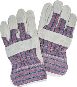 Gray Insulated Leather Work Gloves Medium Size; Heavy Duty Gloves Leather Pack of 12 (6 Pairs); Construction Gloves for Men and Women; Puncture P
