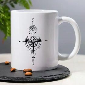 1pc, 3A Grade,Funny Compass pattern,11oz coffee mug, decorative mug, home decor, suitable for giving to family,
