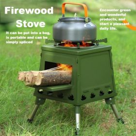 1 Portable Folding Wood Stove, Suitable for Camping and Outdoor Barbecue - Durable Iron, No Need to Light Fire