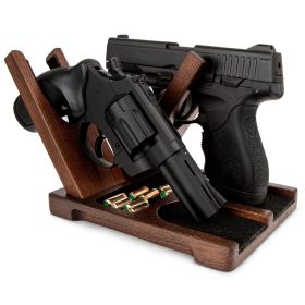 Wood Pistol Rack for Gun Safe Gun Storage for 2 Handguns or Revolvers Gun Safe Accessory Gun Safe Organizer Cabinet Storage Handmade from Ash Woo