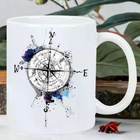 Handmade ceramic Compass coffee mug - insulated, reusable and easy to clean - the perfect gift for all ages,