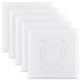 2-Gang Toggle Light Switch Outlet Covers Wall Plates 4.61 x 4.53in White 5 Pack