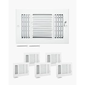 Floor Registers 3-Way 6 x 10 Inch Iron Floor Vents for HVAC Grilles 6-Pack White