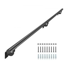 6ft Wall Mounted Stair Handrail Black Aluminum Indoor Outdoor Railing