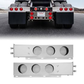 Stainless Steel Mud Flap Hangers with Light Cutouts for Semi Trucks 2-1/2"