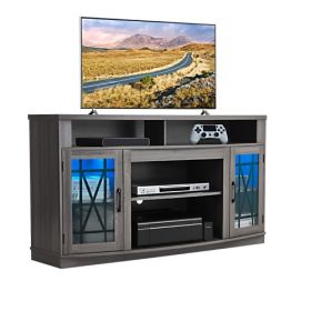 VEVOR TV Stand for 65 in TVs Farmhouse Entertainment Center with Light Strip