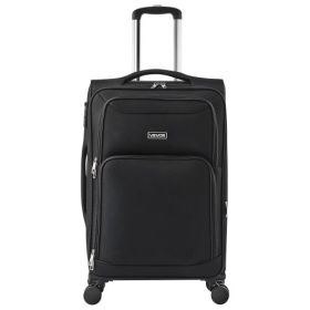 24-Inch Softside Expandable Luggage with Spinner Wheels Checked Suitcase Black
