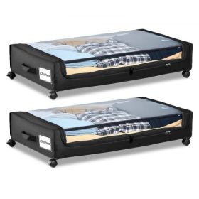 Under Bed Storage with Wheels 30.3 x 18.5 x 6.8 Inch Rolling Storage Bags 2 Pack