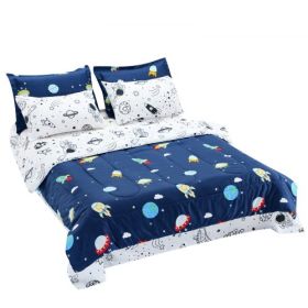 VEVOR Kids Comforter Set 7 Pieces Twin Bedding Set for Kid & Teen Space Printed with Duvet Insert Included
