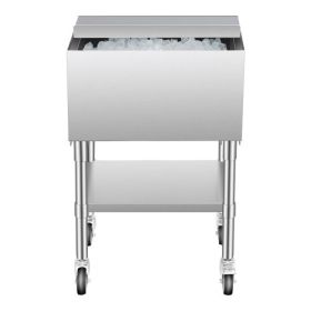 Commercial Ice Bin 61.6 L Rolling Ice Chest on Wheels with Bottom Storage Tray