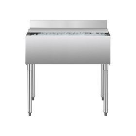 Commercial Ice Bin 95.3 L Underbar Ice Bin with Sliding Lid and Bottle Holders