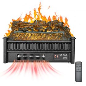20 Inch Electric Fireplace Log Heater with Remote 5 Flame Brightness Timer