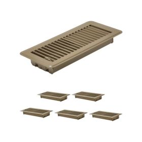 Floor Registers 4 x 10 Inch 6-Pack Iron Floor Vents for HVAC Vent Grilles Brown