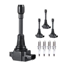 Ignition Coil Pack and Spark Plugs Set of 4 Compatible with Nissan Altima Versa