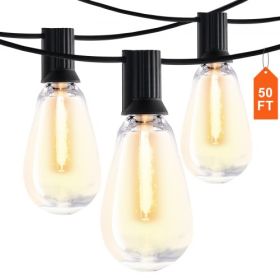 50FT LED Outdoor String Patio Lights Waterproof 15 S14 Shatterproof Bulbs