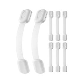 Child Safety Strap Locks 8 Pcs 3M Adhesive Cabinet Drawer Door Cupboard Latches