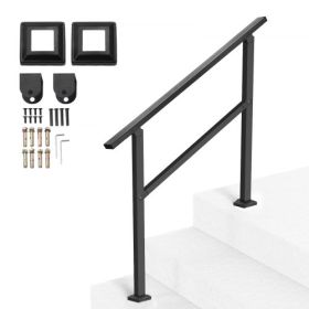 Outdoor Handrails for 2-3 Step Stairs Black Square Tube Easy Install for Senior