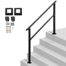 Outdoor Handrails for 4-5 Step Stairs Black Square Tube Easy Install for Senior