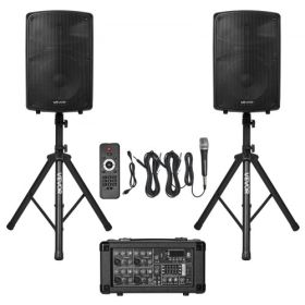 2 X 10 in Speakers PA System 800W Mixer Wireless Bluetooth Mic for DJ Party