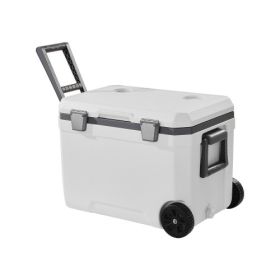 Portable Cooler 45 QT Insulated Wheeled Cooler 64 Can Capacity with Cup Holder