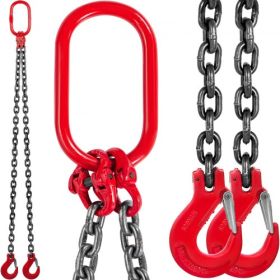 VEVOR 5FT Chain Sling 3/8" x 5' Double Leg with Grab Hooks Sling Chain 4T Capacity Double Leg Chain Sling Grade80(0.375In x 5Ft Double Leg Sling)