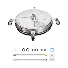 18" Pressure Washer Surface Cleaner 4 Wheels 4000 Max PSI 2 Extended Wands