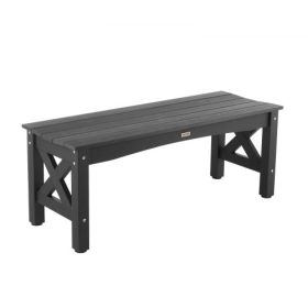 VEVOR Outdoor Bench Patio Bench 44.5 inch Weatherproof Plastic 600 lbs Black