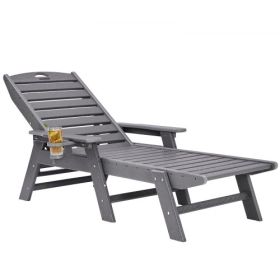 Outdoor Chaise Lounge Chair 6 Position Adjustable Reclining Bench Lounger Gray
