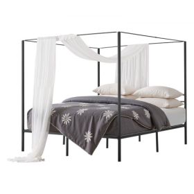 VEVOR King Size Canopy Bed Frame Metal Canopy Bed with Four Posters Black