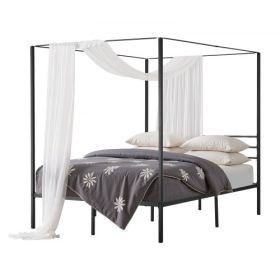 VEVOR Queen Size Canopy Bed Frame Metal Canopy Bed with Four Posters Black