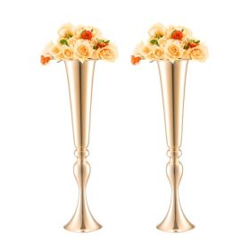 VEVOR 2PCS 56cm/22.05” Tall Wedding Flower Vase Metal Gold Trumpet for Tables