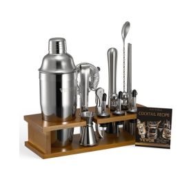 Cocktail Shaker Set 18 Pcs Bartender Kit Stainless Steel Bar Tool Set Silver