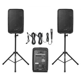 2 X 8 in Speakers Portable PA System 300W Mixer Bluetooth Mic for DJ Party