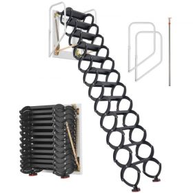 Steel Attic Ladder Wall-Mounted 660LBS/299.4KG Capacity for 9.5-10 ft Ceilings