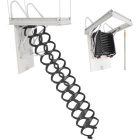 Steel Attic Ladder Ceiling-Mounted Attic Stairs for 9.5 to 10.2 ft Ceilings