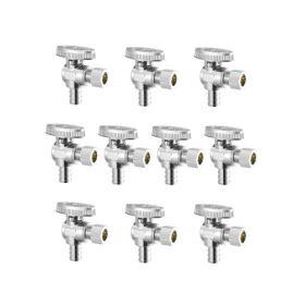 10 Pack Angle Stop Valve 1/2" PEX x 3/8" OD Compression 1/4 Turn Shut Off Valves