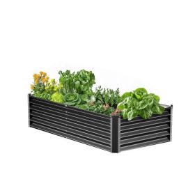 Metal Raised Garden Bed 6x3x1.5ft Outdoor Galvanized Planter Box Dark Gray