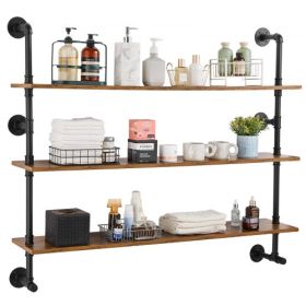 VEVOR Industrial Pipe Shelf 3 Tier 48x9.84in Wall-Mount for Kitchen Bedroom