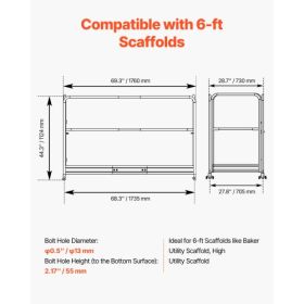 6ft Scaffolding Safety Guard Rail System For Baker-Style Scaffolding Yellow