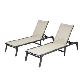2Pcs Foldable Chaise Lounge Chair Adjustable Back Outdoor Pool Sun Tanning Chair
