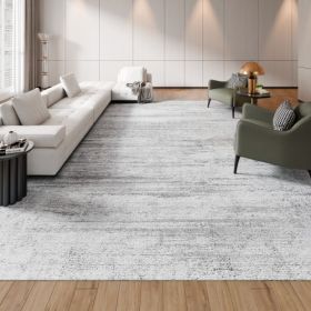 Large Area Rug 10 x 14 ft Anti-Skid and Tear-Resistant Floor Mat Modern Gray