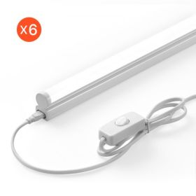 6Pack 4FT LED Shop Light T5 Integrated Single Fixture Linkable LED Tube Light