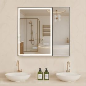 Lighted Medicine Cabinet 30 x 28" HD Tempered Glass Mirror Recessed Wall
