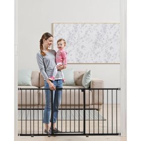 Baby Gate 60.6-63.3 Inches Adjustable Width 30 Inches High Dog Gate Black