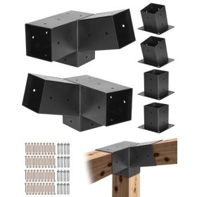 4x4 Inch Pergola Bracket Kit Inner 3.5x3.5 3-Way Slanted Brackets DIY Post